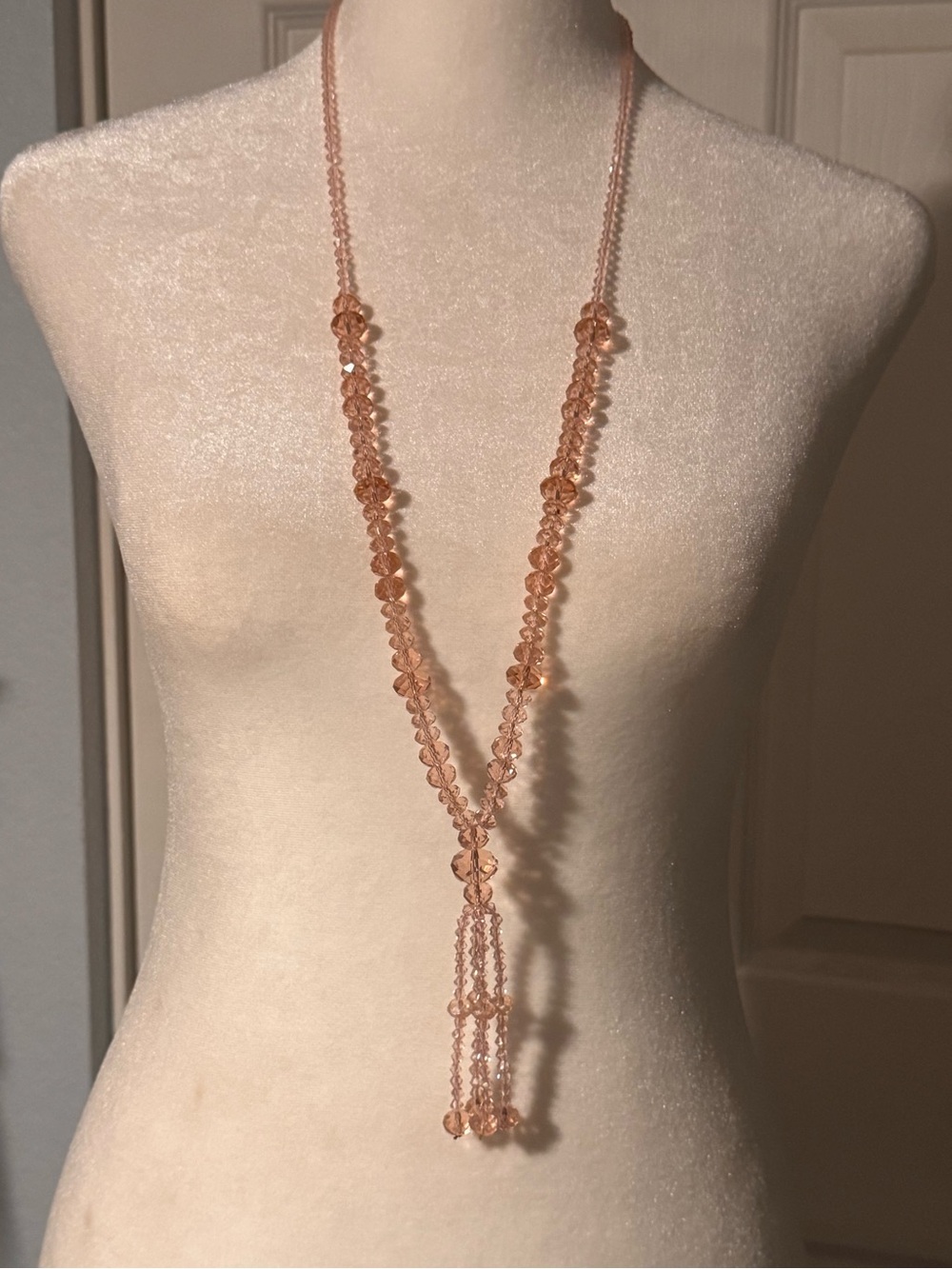 Pink Beaded Tassel Necklace